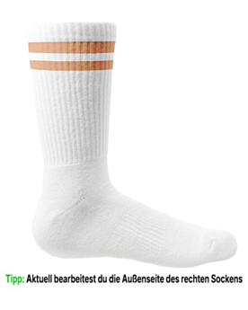 Socken personalisieren: dein Foto oder Logo auf Sportsocken White/Peach